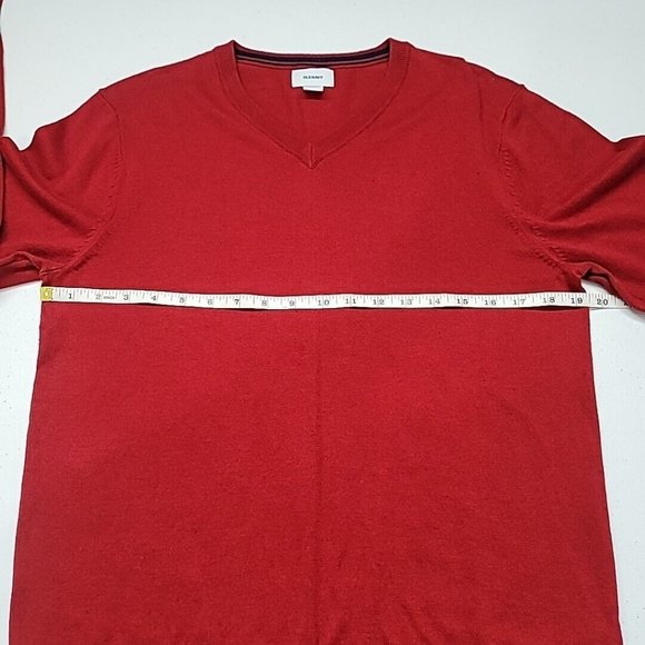 Old Navy Sweater Mens Medium Burgundy Red Cotton V Neck Pullover Lightweight - Picture 9 of 10